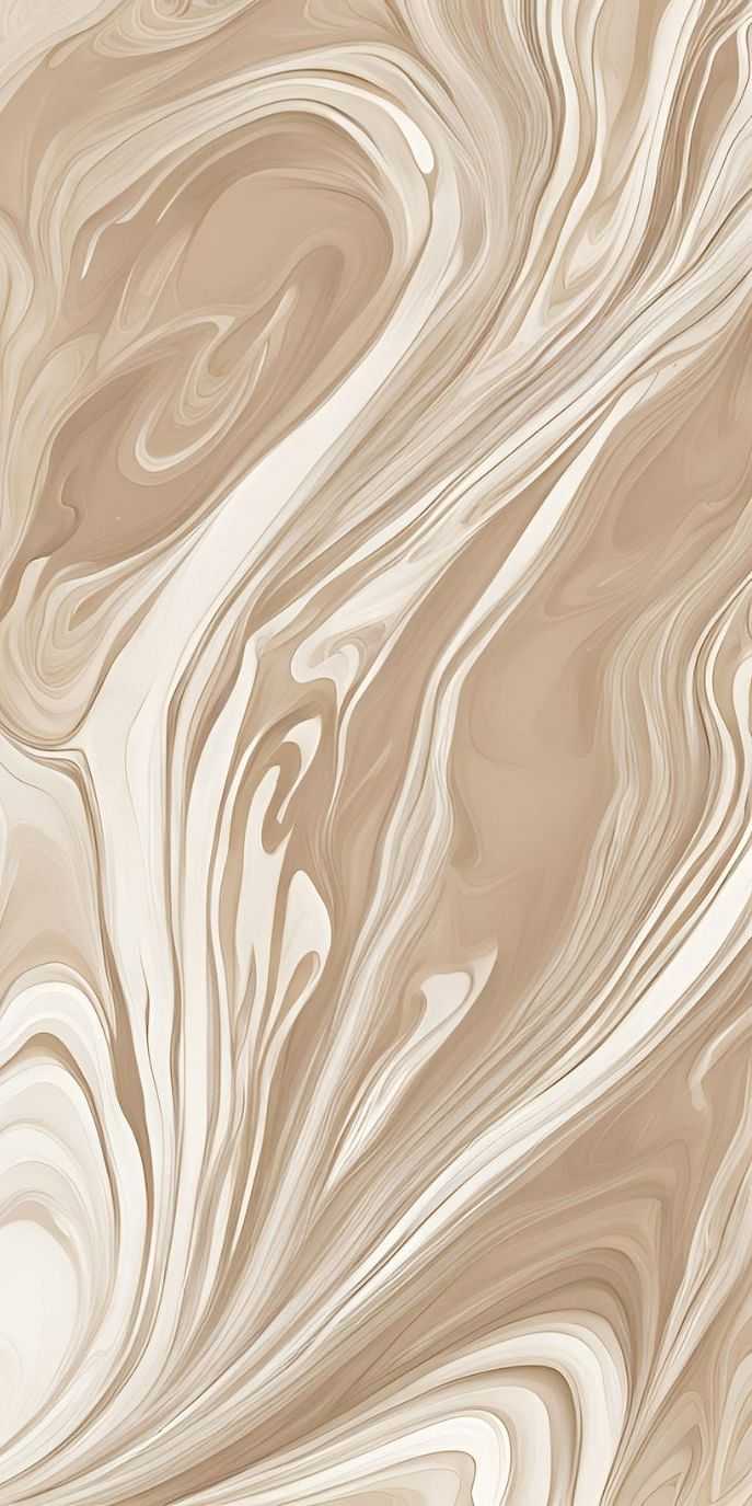 Beige and cream marbled pattern with flowing, wavy swirls and organic shapes.